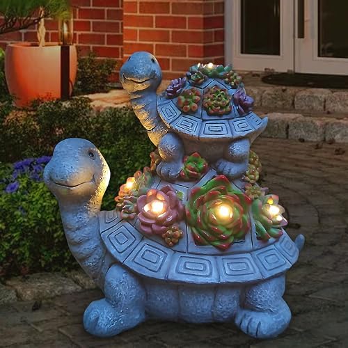 BoToys Solar Powered Turtles on Log Outdoor Accent