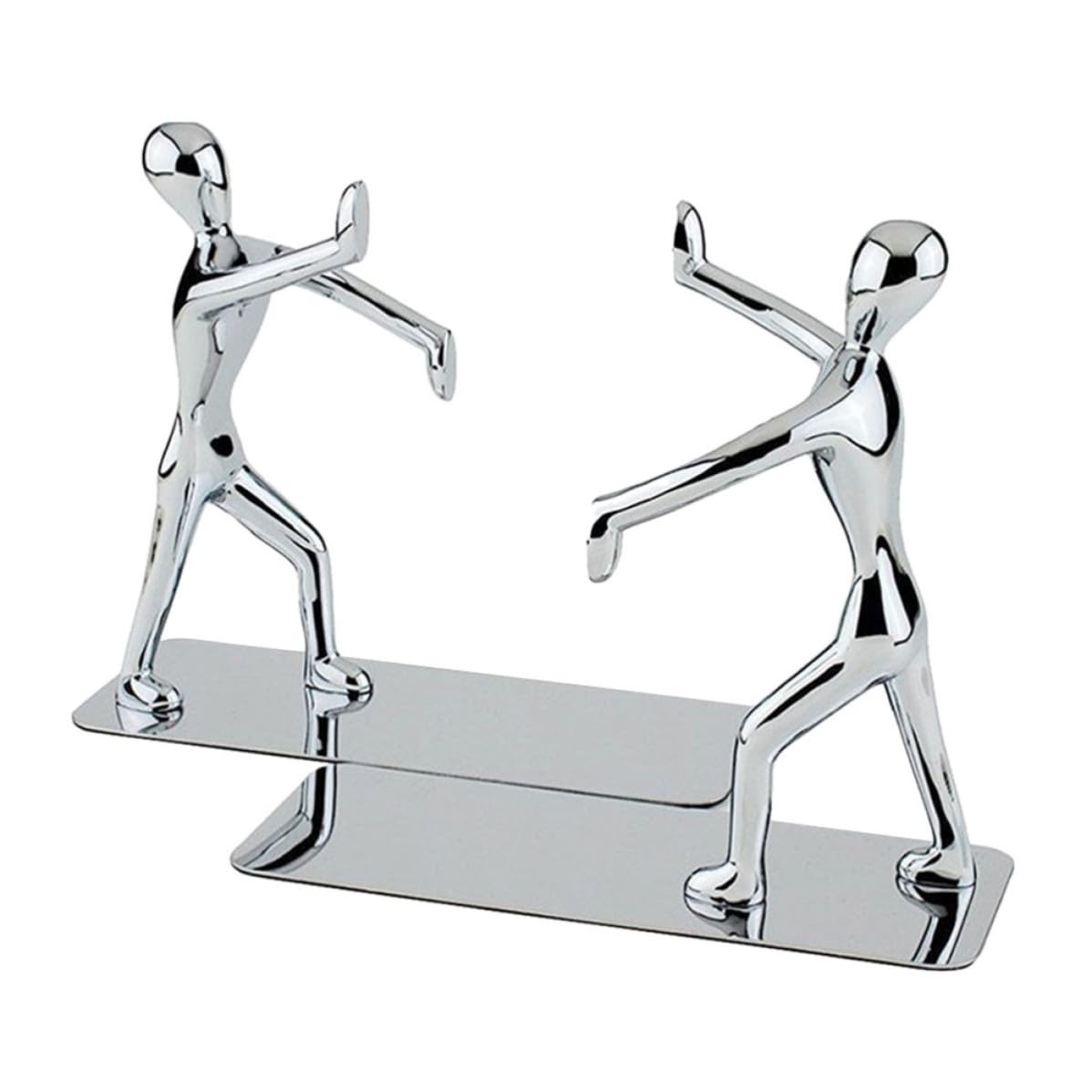 CRAFTHROU rutschfeste Buchstützen Robuste Buchstützen aus Metall 2 Stück in Kung Fu Form Silberfarben für Schwere Bücher und Magazine für Klassenzimmer und Bibliothek