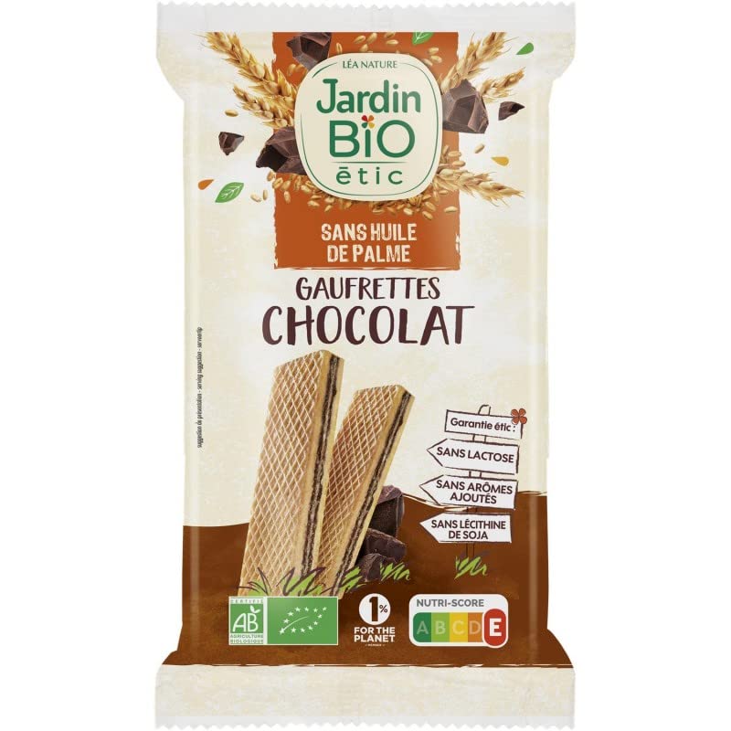 JARDIN BIO - Fine Gaufrette Chocolat Bio croustillante de 200g pour une pause gourmande et saine. - Lot De 4 - Vendu Par Lot
