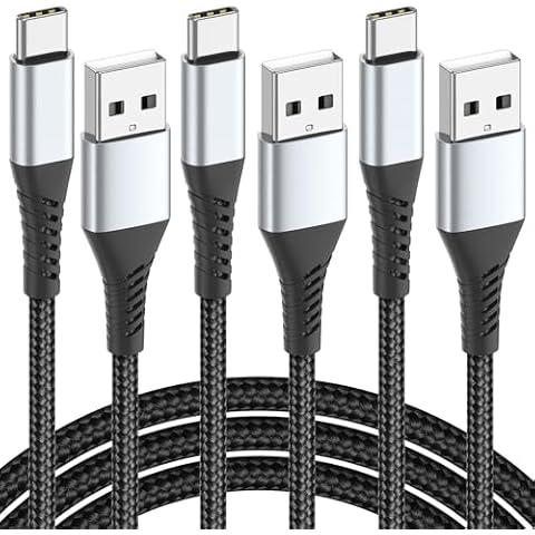 3FT USB C Cable, 3-Pack Braided USB Type C Charger Cord 3 Feet USB A to USB C Cable Fast Charging for iPhone 16, Samsung Galaxy S24 S23, Moto G8, Google Pixel, iPad Air/Mini, iPhone 15 Charger Cord Cover