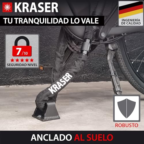 KRASER KR45B Anclaje Suelo Moto y Pared, Único con Base Antipalanca, Compacto y Resistente, Antirrobo de Alta Seguridad para Anclar Moto y Antirrobo Bicicleta Garaje, Compatible con Cadenas y Candados - imagen 2
