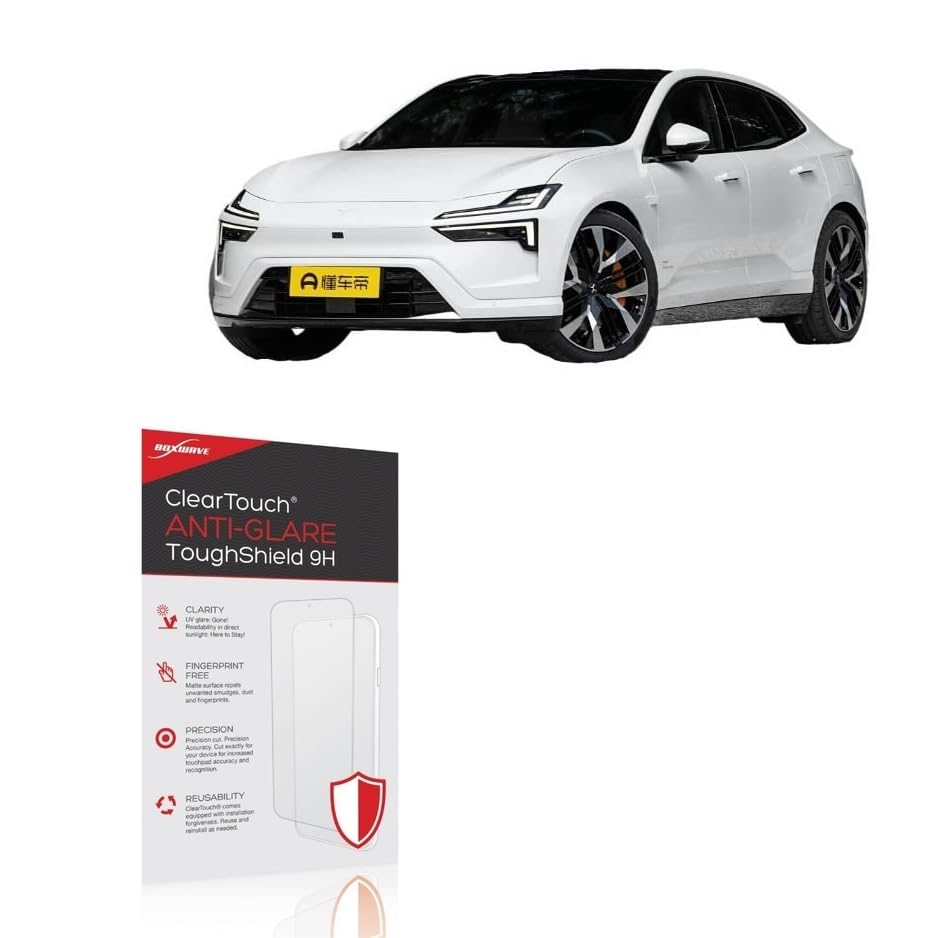BoxWave Screen Protector Compatible with Polestar 2024 Polestar 4 Display (15.4 in) - ClearTouch Anti-Glare ToughShield 9H (2-Pack), Anti-Glare 9H Tough Flexible Film Screen Protector