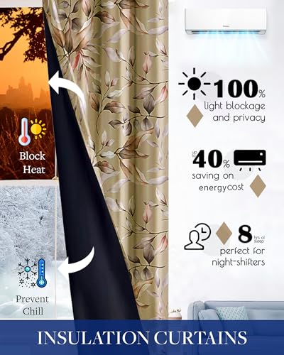 Image of Cloth Fusion Printed 100% Blackout Door Curtains 7 Feet Long Set of 2
