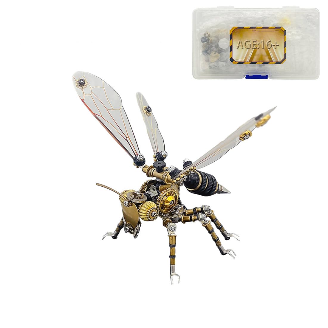 Rompecabezas de metal 3D para adultos, kit de montaje de avispas steampunk, más de 300 piezas de rompecabezas mecánicos de insectos, rompecabezas de rompecabezas para el cerebro, adorno