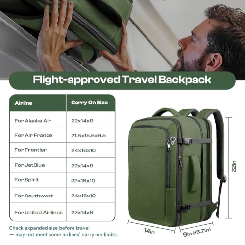 Image of 55L Laptop Back for Men, TSA-Approved Water-Resistant, Fits 18.4in, Green