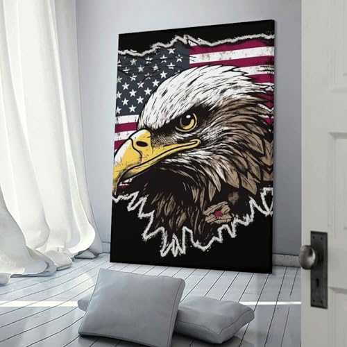 Drapeau américain sur toile murale avec cadre, cadeau déco vintage unique - 3