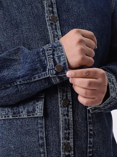 Image of Urbano Plus Men's Relaxed Fit Full Sleeve Utility Denim Jacket
