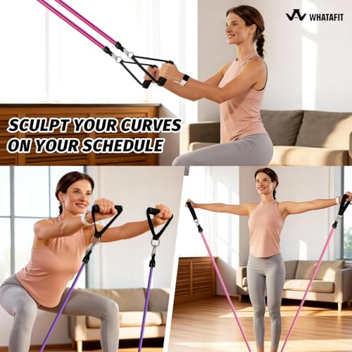 Image of WHATAFIT Resistance Bands, Exercise Bands, Workout Bands with Handles, Door Anchor and Ankle Straps, 5 Resistance Levels Fitness Bands for Strength Training, Physical Therapy, and Home Gym Equipment