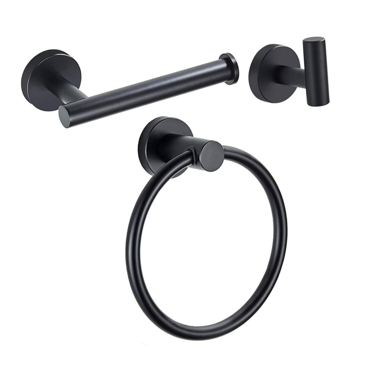 Toallero de Aro para Montaje en Pared Negro Acero Inoxidable 3 Piezas