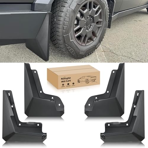 Image of Nilight Mud Flaps Splash Guards for Tesla Cybertruck 2023 2024 2025 2026 | No Drilling Precision Fit Exterior Accessories Heavy-Duty Splash Guards Protection, Front & Rear Set