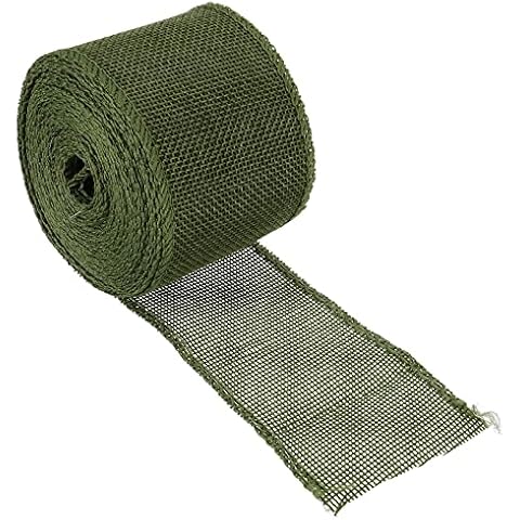 PATIKIL 2.36 Inch Wide 5.47 Yards Burlap Fabric Ribbon, 1 Pack Wired Jute Crafts Roll for Party Home DIY Wrapping Decoration Green Cover