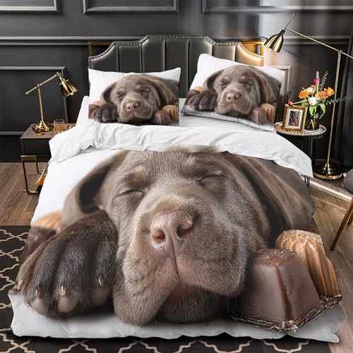 Housse de couette chiot lit simple microfibre douce fermeture éclair