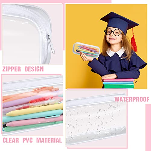 Image of Crtiin 60 Pcs Clear Pencil Pouch Bulk Makeup Cosmetic Bags for Women Large Capacity Box for Back to School Travel Toiletry Office Stationery(White)