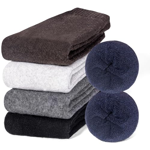 Riqiaqia 5 Paia Calzini Termici in Lana Merino da Uomo, Calze Inverno in Lana Calzini Spessi e Caldi per Escursioni, Trekking e Campeggio,Regalo per Uomo Donna 38-45