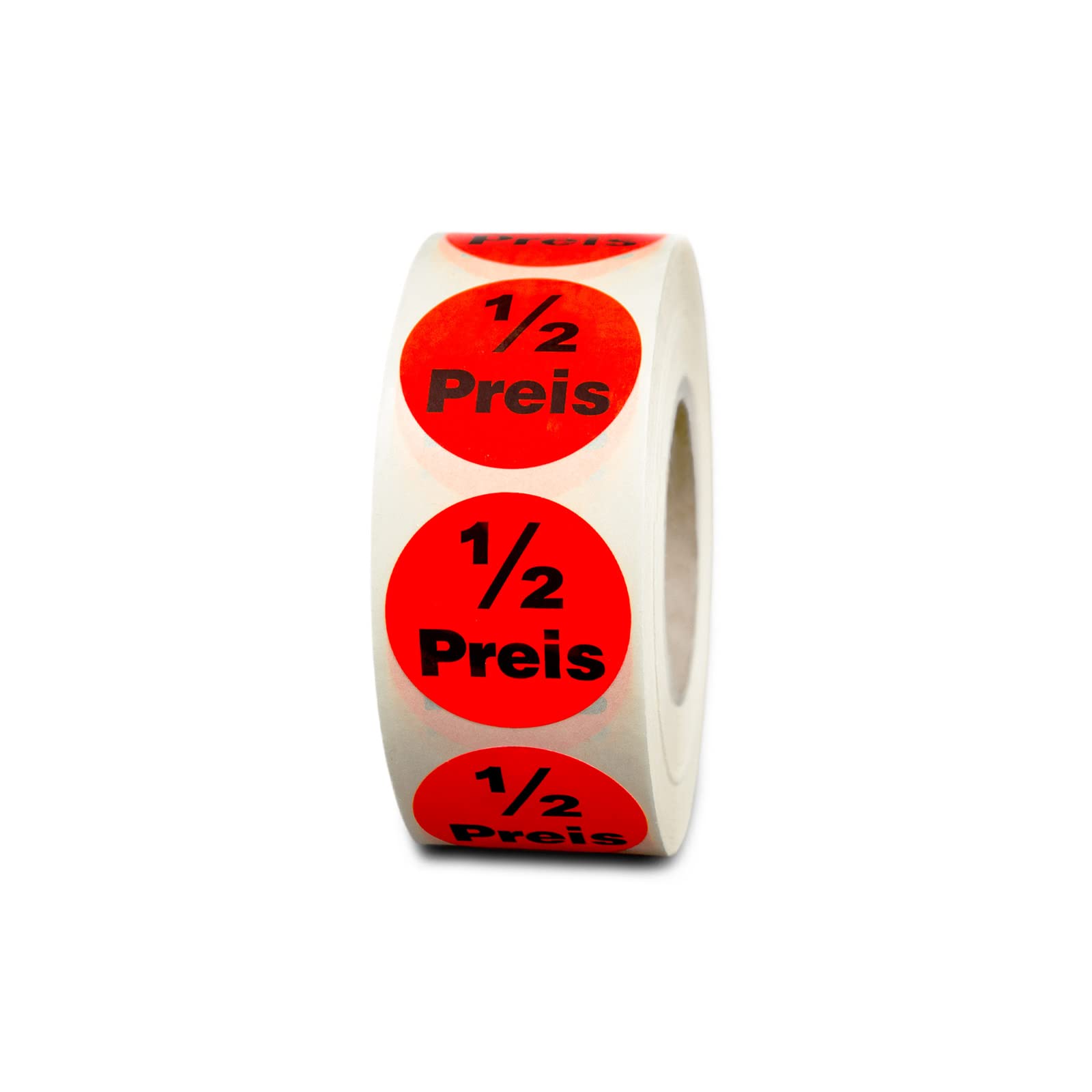 Aktionsetiketten "1/2 Preis" ø 32mm leucht-rot permanent 10.000 runde Aufkleber, Haftetiketten, runde Etiketten