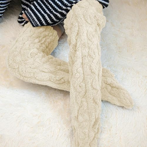 Sexybody Women's Fuzzy Thigh high Socks Over Knee Cozy Fluffy Slipper Stockings Plush Winter Home Sleeping Long Leg Warmers2