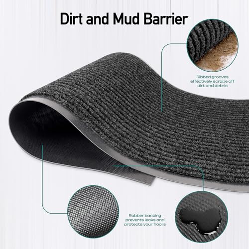 Image of MaxMat Extra Large Commercial Floor Mat, 3 x 5 Feet Heavy Duty, Waterproof, Low-Profile, Easy to Clean, Rubber Entry Mat (RIB0035BL, Black)