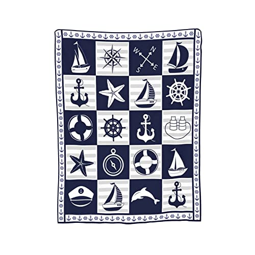 Anchor Blanket Nautical Blankets Super Soft Throw Blanket Nautical DecorFor Gifts Bed Couch Sofa Lightweight Travelling Camping Throw for Kids Adult 60"X50"