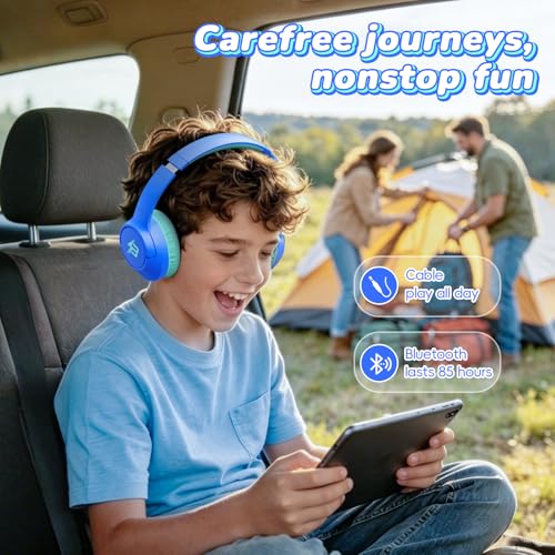 Image of Kids Bluetooth Headphones, 85H Playtime for Toddler Boys (Azure No LED)