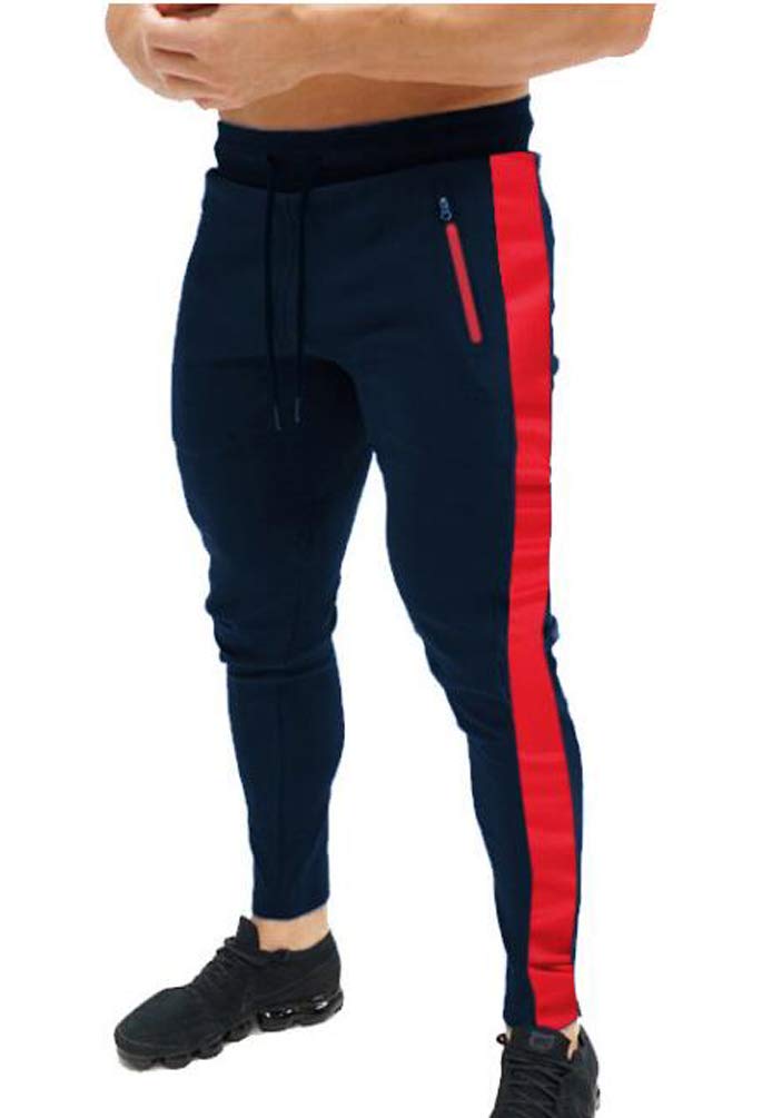 Huixin Męskie spodnie dresowe slim fit spodnie sportowe fitness spodnie rekreacyjne chłopięce spodnie dresowe w paski spodnie dresowe joggery, Ciemnoniebieski, XXL