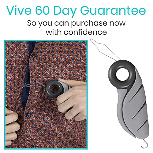 Vive Button Hook with Finger Hole - Zipper Gripper Pull Helper - Dressing Aid Assist - Buttoning Tool Device for Arthritis, Limited Mobility, Independent Living - Dexterity Handle Grip for Clothes - Image 10