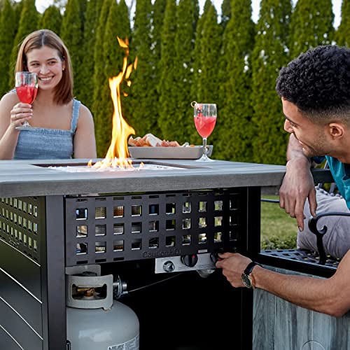 Hayden Gray 38" Square Dual Heat Gas Fire Pit #TOP7