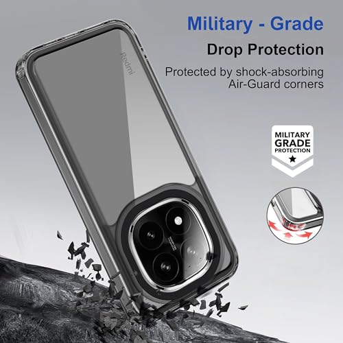Image of amazon basics Back Case Cover for Mi Redmi Note 14 Pro Plus 5G | Compatible for Mi Redmi Note 14 Pro Plus 5G Back Case Cover | Case Cover with Camera Protection | (TPU + PC | Translucent Black)