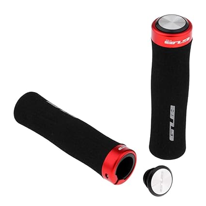 EXCLUZO 2 Pieces Bike Bicycle MTB Handlebar Grips Anti-Slip Sponge Handle Grip Red