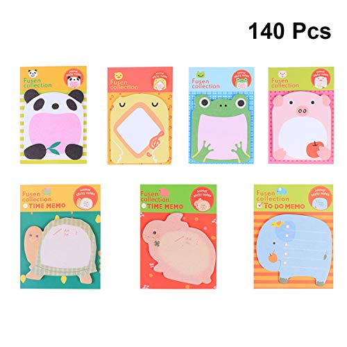 Adesivo de 7 folhas em forma de animal Amosfun com adoráveis blocos de notas adesivas de desenho ani