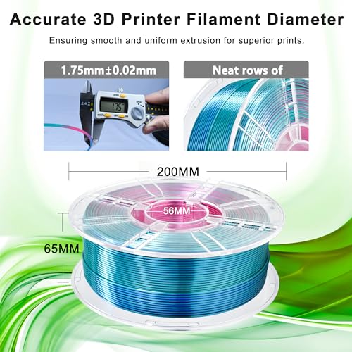 Image of iBOSS Silk PLA Plus Filament 1kg, 3D Printer Filament Tri-Colors Coextrusion PLA+ Filament 1.75mm, PLA PRO with Silk PLA Red-Blue-Cyan, 3D Printing Filament + /-0.02mm for 3D Printer