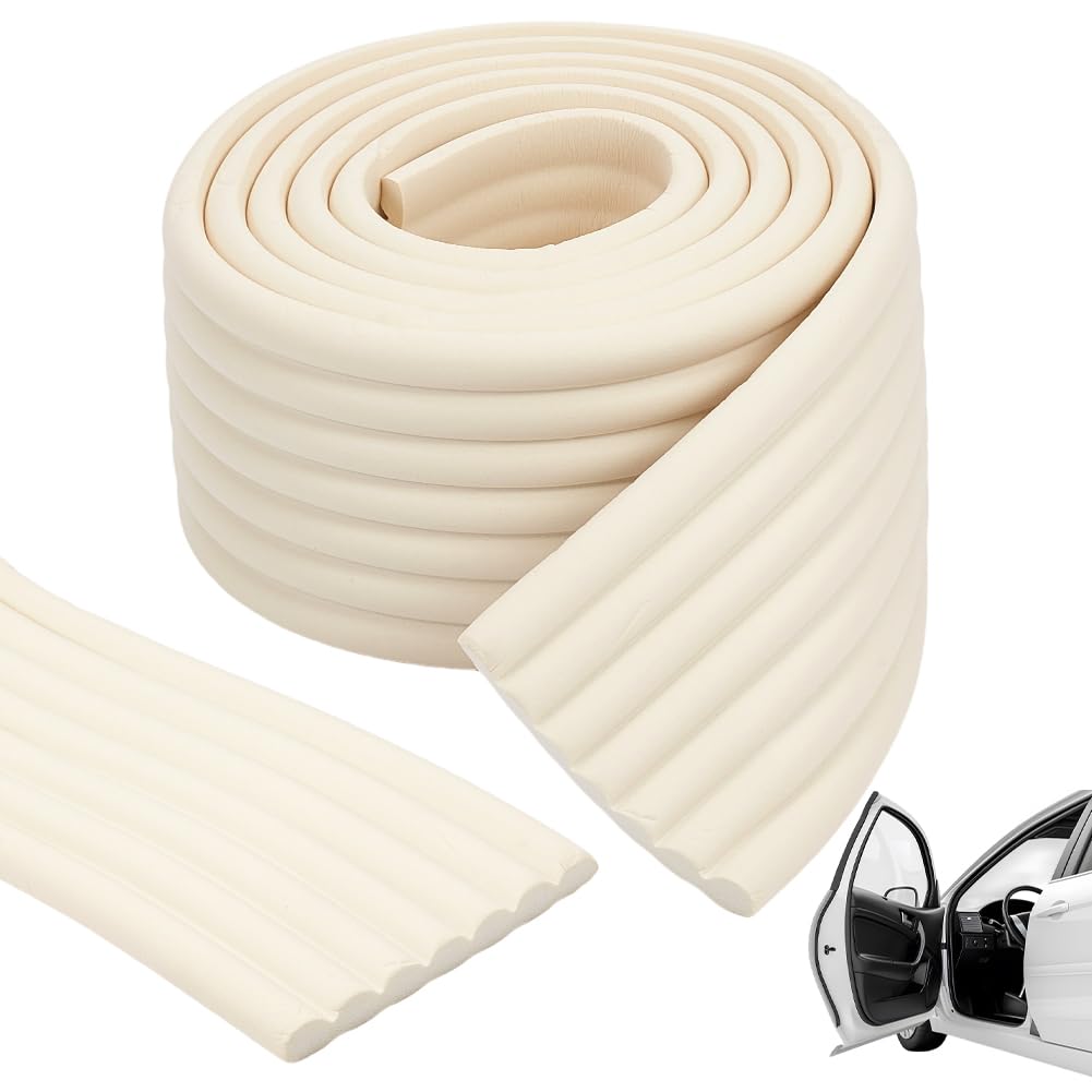GORGECRAFT 2M x 8cm Widen Rubber Bumper Edge Protector Furniture Corner Guards Anti-Collision Garage Wall Strip Car Door Desk Edge Cushion Proofing for Table Fireplace Lemon Chiffon