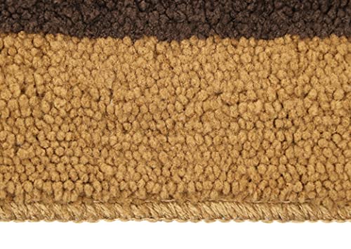 Image of THE HOME TALK Modern Polyester Area Rugs | Carpets for Living Room, Kitchen, Kid's Room, Bedroom | Microfiber Polyester Rugs | Shaggy Floor Carpet | Anti Skid Store (Camel Stripes, 50 x 150 cm)