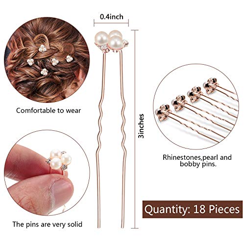 Willbond WILLBOND-HAIR PINS-13 18 Pcs Pearl Hair Pins Bridal Hair Accessories Pearl Crystal Bobby Bridal Hairpin Wedding Hair Accessories Pearl Hair Pins thumb #1