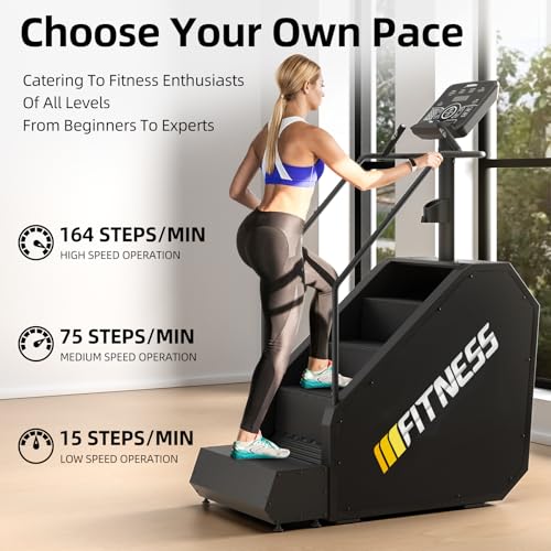 Image of Stair Stepper with Auxiliary Ladder, Commercial Grade Stair Climber Exercise Machine,15 Speed Levels Stepping Machine for Cardio and Lower Body Workouts, 660LBS, 15-164 Steps /Minute