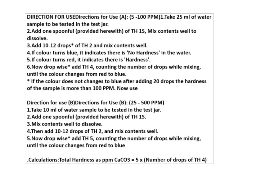 Image of Aquasol AE221 Total Hardness Test Kit 250 Tests (5-100 & 25-500 PPM (MG /L)