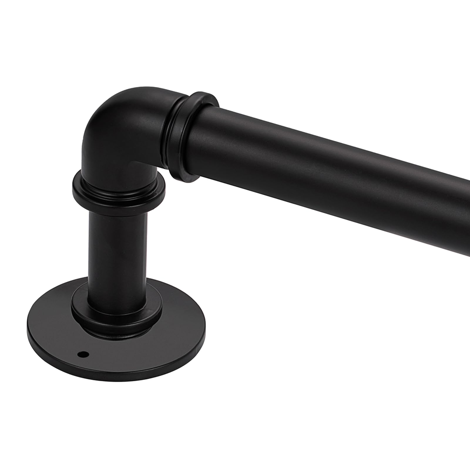 Black Industrial Pipe Curtain Rod 18 to 45 Inch,1 Inch Diameter Adjustable Wrap Around Curtain Rod,Metal Window Treatment Rods,Ideal as Your Kitchen,