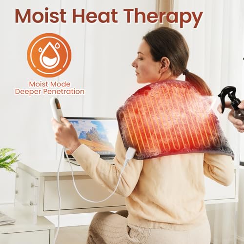Image of Bearhug XXL Electric Heated Pad 17''x33'' Double-Sided Faux Fur Heating Pad, 6 Heat Levels, 2-Hour Auto-Off, Moist & Dry Heat Therapy for Back Pain Relief, Machine Washable, ETL Certified - Gift Box