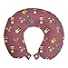 ABAKUHAUS Musica Cuscino da Viaggio, Etnici Maraca Drums Note, Accessorio in Schiuma di Memoria per Viaggio, 30 cm x 30 cm, Secco Rose e multicolore