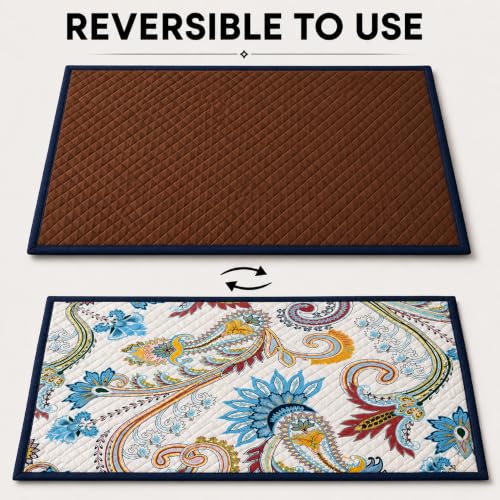 Image of Homerz Premium Reversible Bed Server | 30x30 Inch Quilted Waterproof Fabric | Foldable Dining Mat for Bed, Sofa & Floor Use (Orbit, 30x30)