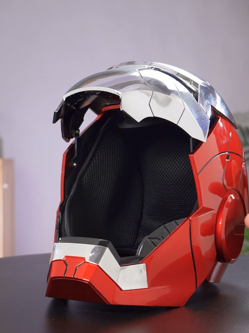 NLIGHTING® Casco Iron Man Elettronico Maschera Ironman Motorizzato, Supereroi Maschera MK5 Helmet Giarvis Funzionante Mask, Indossabile Comando vocale