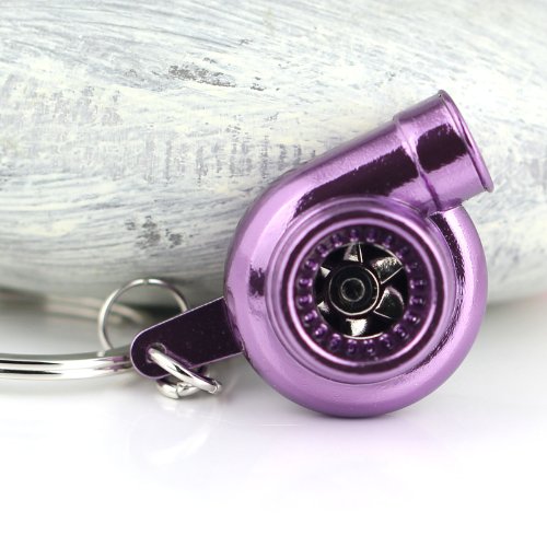 Image of maycom Creative Spinning New Turbo Turbocharger Keychain Key Chain Ring Keyring Keyfob (Anodized Purple)