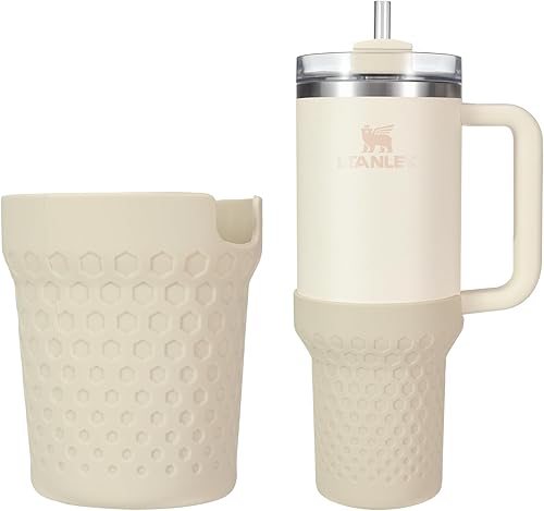 Silicone Boot for Stanley Cup 30oz 20oz Quencher, Cream Boot Sleeve Cover Fit with Stanley H2.0 and Quencher Adventure Tumbler Accessories (30 oz &