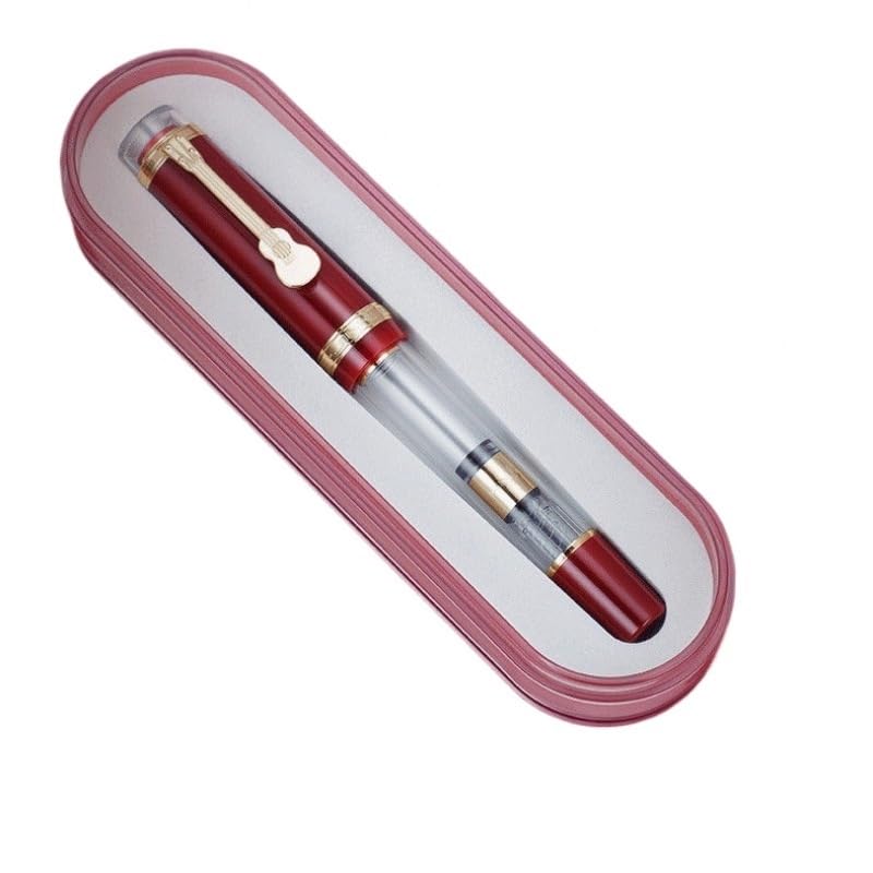 INFRI Klips do gitary projekt przezroczyste pióro wieczne z żywicy, unikalna gwiazda top, luksusowe artykuły pa, atrament do pisania, pióro prezentowe (czerwone, F 0,5 mm)