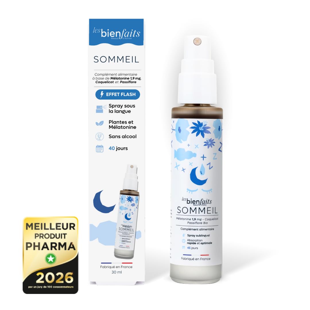 Spray Mélatonine Sommeil 1,9mg – Endormissement Rapide & Réveils Nocturnes – Passiflore & Coquelicot – Sublingual 2x Plus Rapide – Élu Meilleur Produit Pharmacie – 30 nuits