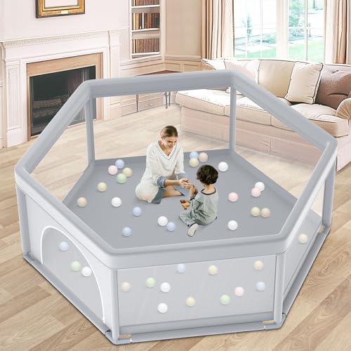Image of besuhot Baby Playpen 65x65 Inch, Large PlayPen for Babies and Toddlers Hexagonal Type Baby Play Yards for Toddlers Infants