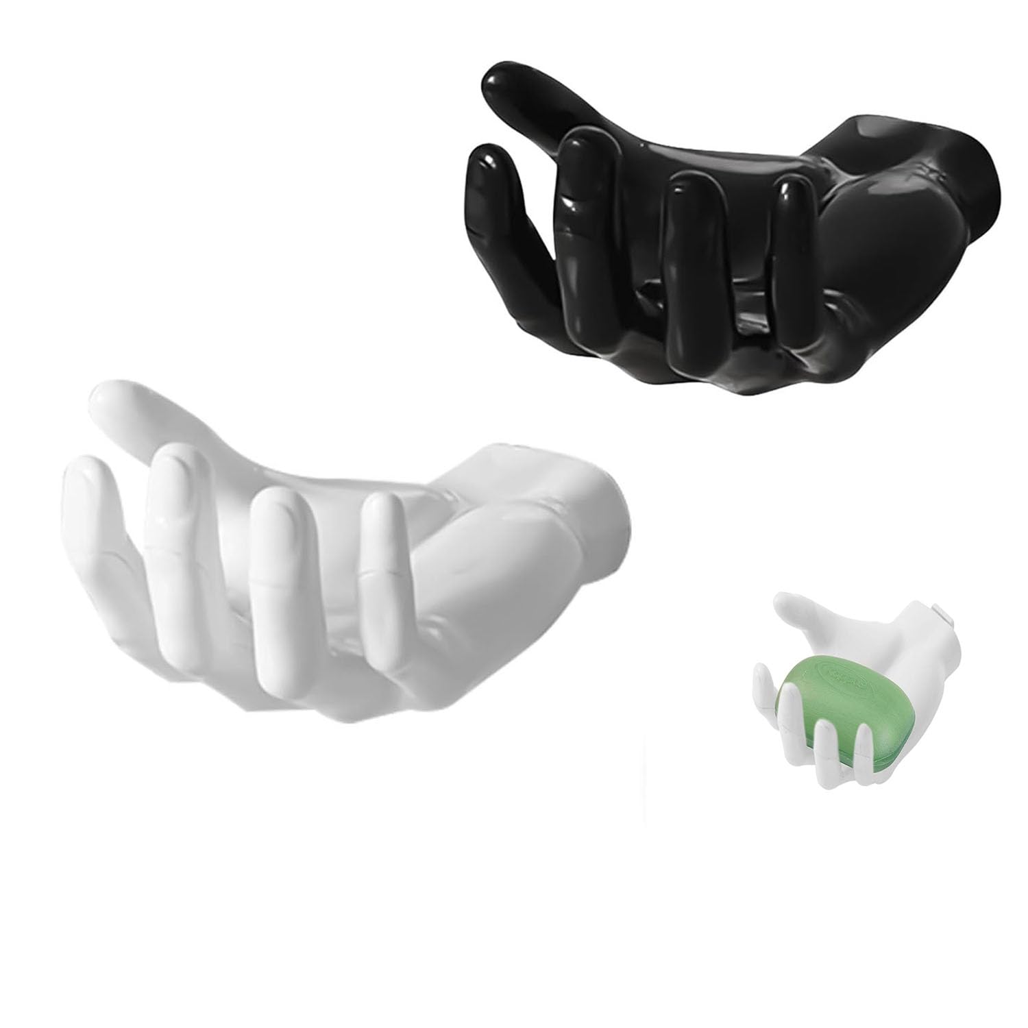 2 Supporti da Parete a Forma di Mano - Gancio Autoadesivo Senza Fori - Per Palloni da Calcio, Sapone,Basket e Pallavolo - Attacco Murale Forte per Riquadro Sportivo