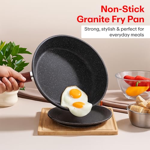 Image of Rioware Non-Stick Granite Frying Pan | Granite Finish | Induction Base | PFOA Free | Non Stick Cookware, Dishwasher Safe| High Temperature Resistant Exterior Coating | 24 Cm
