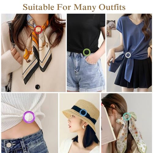12PCS Silk Scarf Ring Clip T-shirt Tie Clips for Women Fashion Resin Ring Scarves Clasp Waist Buckle for Shirts Clothing Clothing Ring Wrap Holder with 1 Exquisite Box3