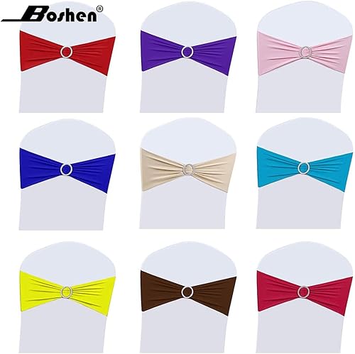 Miniatura 8 de 2550100 unidades, Cintas decorativas tipo lazo, elásticas para sillas, con hebilla, para decoración de bodas, hoteles, banquetes, fiestas de