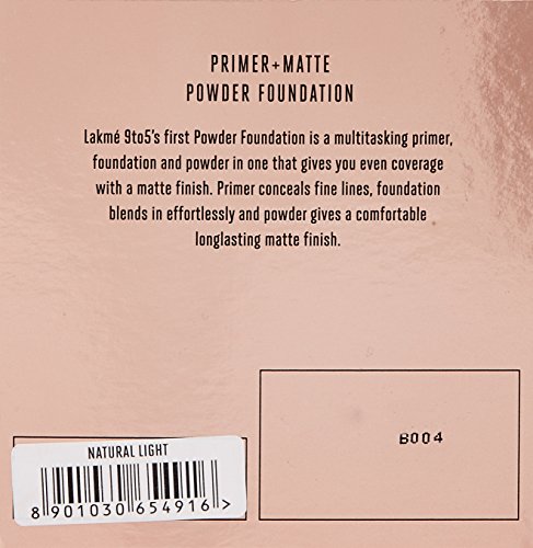 Image of Lakme 9 to 5 Primer with Matte Powder Foundation Compact, Natural Light, 9g (Pack of 3)